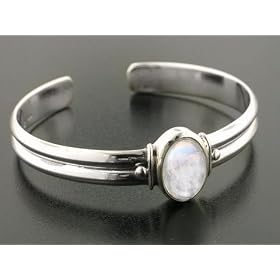 Adjustable Sterling Silver Cuff Bracelet with a 5.5ct Genuine Rainbow... by 