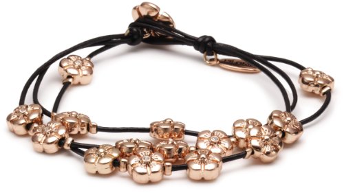 Pilgrim Damen-Armband aus der Serie Summertime Ros&eacute;Gold beschichtet Schwarzes Leder 17 cm  Preisvergleich