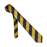 Woven College Stripe 2.75" Slim Tie - Navy Gold