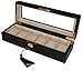 Elegant 6 Piece Ebony Wood Watch Box Display Case and Storage Organizer Box