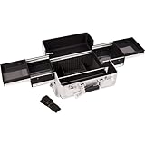 33 Inch Silver Dot 2 in 1 Interchangeable Series Make Up Carrying Tote Cosmetic Train Case Pro Beauty Studio with 4-360 Degree Rotating Wheels and Telescoping Drag Handle