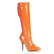 5 Inch Sexy Knee High Boot High Heeled Boot With Side Zip Stretch Patent Orange