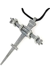 Pewtertone Metal Nail Cross Necklace