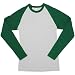 American Apparel - Baby Rib Long Sleeve Raglan, White and Kelly Green, L