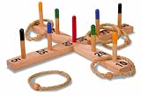Eichhorn 4505 - Outdoor Ringwurfspiel aus Holz - 50x50 cm mit 5 Wurfringen -