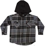 Quiksilver Boys Flannel Plaid Hoodie Button Down Size L