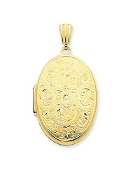 14k White Gold Polished Heart-Shaped Reversible Floral Locket