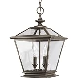 Progress Lighting P3902-20 2-Light Foyer Fixture with Clear Beveled Glass Panels, Antique Bronze