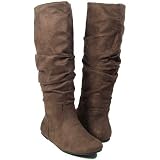 ZULU Women Suede Slouch Mid Dress Boots Tobacco