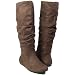 ZULU Women Suede Slouch Mid Dress Boots Dk Choc Brown