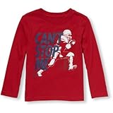 THE CHILDREN'S PLACE(ザ・チルドレンズプレイス) ロングスリーブフットボールプレイヤーグラフィックティ クラシックレッド トップス長袖Tシャツ 2歳【並行輸入】