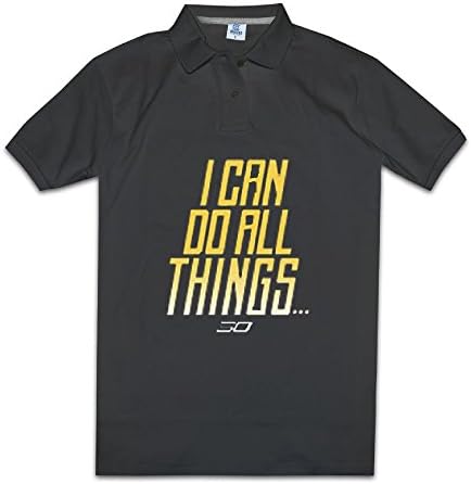 Q5JL Men's I Can Do All Things 30 Short Sleeve Pique Polo Tee Shirts Jersey L Black