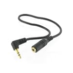 1' 3.5mm Male Right Angle Plug to 3.5mm Female Jack Headphone Extension Cable