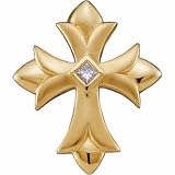 14Kt Yellow Gold Sanctified Cross Diamond Pendant