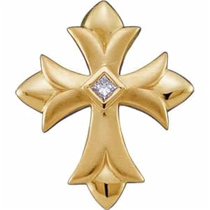 14Kt Yellow Gold Sanctified Cross Diamond Pendant