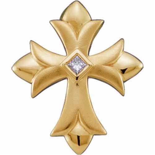 14Kt Yellow Gold Sanctified Cross Diamond Pendant