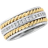 14K Two Tone Gold Diamond Anniversary Band Ring