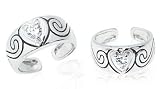 Adjustable Round Cut White Cz Toe Ring Sterling Silver