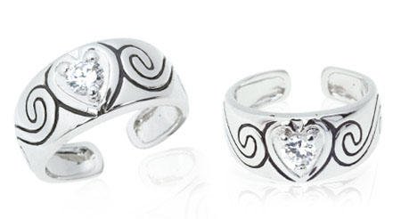 Adjustable Round Cut White Cz Toe Ring Sterling Silver