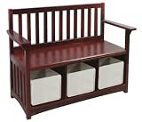 Guidecraft G86208 Classic Espresso Storage Kids Bench, Tan