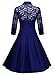 MISSMAY Women's Vintage 1950s Style 3/4 Sleeve Black Lace Flare A-line Dress