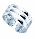 TF polierter, breiter, dreifacher Zehenring, Sterling Silber 925