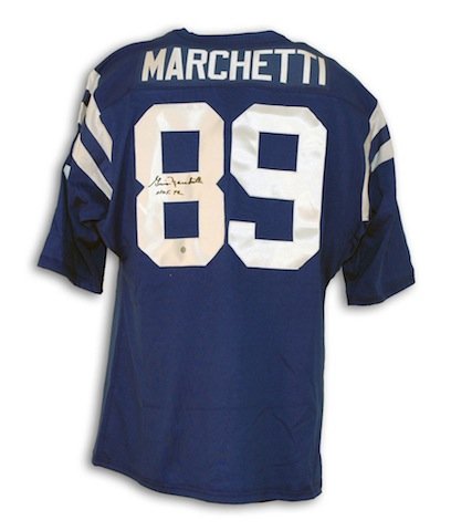 Gino Marchetti Signed Baltimore Colts Blue Throwback Jersey - HOF 72