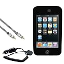 Wicked Chili Silicon Case Schwarz f&uuml;r Apple iPod Touch 3G / 2G Silikon Etui Touch 3. / 2. Generation + KFZ Ladekabel schwarz + Premium Audio Verbindungskabel vergoldet auf 2x 3,5mm Aux Stecker Adapter zB f&uuml;r Autoradio & HiFi