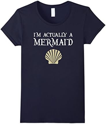 Women's I'm Actully A Mermaid T-shirt Medium Navy