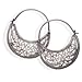 Sterling Silver Oxidized Ornate Hoop Earrings title=