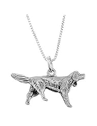 Sterling Silver Three Dimensional Irish Setter Dog Necklace