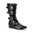 Mens Calf Boots Skull Buckles GOTH Boot Theatre Costumes Accessory Black
