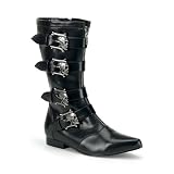 Mens Calf Boots Skull Buckles GOTH Boot Theatre Costumes Accessory Black