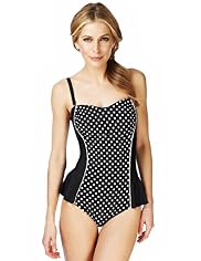 Tummy Control Spotted Peplum & Bandeau Swimsuit