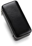 Intica Two Watch Black Leather Travel Case