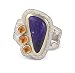 Freeform Sugilite, Citrine, 14k Gold and Sterling Ring