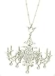 Retro French Provicial Chandelier Necklace by Lavishy - LONG 30" Matte Silver Finished Beaded Metal Chain