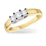1/2 ct dtw three-stone ring, princess cut