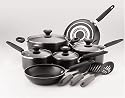 SilverStone by Farberware Culinary Colors 13-Piece Cookware Set, Metallic Black