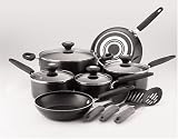 SilverStone by Farberware Culinary Colors 13-Piece Cookware Set, Metallic Black