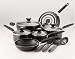 SilverStone by Farberware Culinary Colors 13-Piece Cookware Set, Metallic Black
