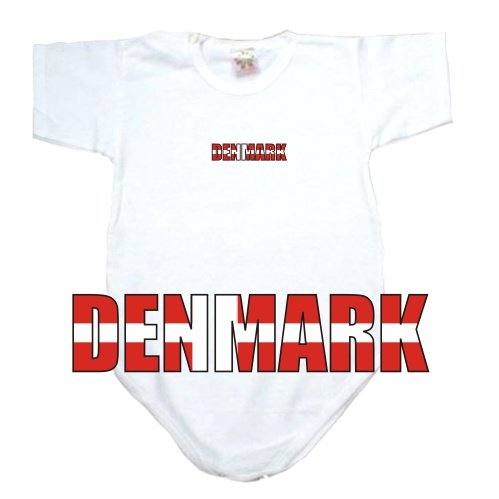 BABY BODYSUIT WHITE FLAG COLOR  DENMARK  9 - 12 Months