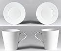 Gordon Ramsay Tableware by Royal Doulton, Boxed White Bone China Starter Set - 2 x Mug, 2 x 27cm Plate and 2 x 16.5cm Plate