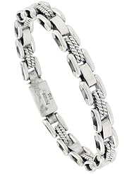 Sterling Silver Rope & Bar Link Bracelet 11/30 inch wide, sizes 8, 8.5 & 9 inch
