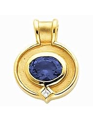 14K Yellow Gold Oval Cut Tanzanite and Diamond Pendant -- LIFETIME WARRANTY