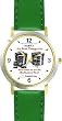 Habit 3 - Big Rocks Go First (English Text) - DELUXE TWO-TONE WATCH from THE 7 HABITS - WATCH COLLECTION BY WATCHBUDDY&reg; - Arabic Numbers - Green Leather Strap-Size-Large ( Men's Size or Jumbo Women's Size )