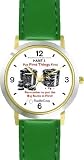 Habit 3 - Big Rocks Go First (English Text) - DELUXE TWO-TONE WATCH from THE 7 HABITS - WATCH COLLECTION BY WATCHBUDDY&reg; - Arabic Numbers - Green Leather Strap-Size-Women's Size-Small