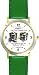Habit 3 - Big Rocks Go First (English Text) - DELUXE TWO-TONE WATCH from THE 7 HABITS - WATCH COLLECTION BY WATCHBUDDY&reg; - Arabic Numbers - Green Leather Strap-Size-Women's Size-Small