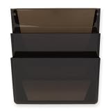 Rubbermaid Stak-A-File Three-Pocket Wall File, Letter, Smoke, 3 per pack  (47021ROS)