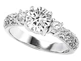 2.60 cttw 925 Sterling Silver 14K White Gold Plated Genuine Round White Topaz Engagement Ring - Gold Plated Silver